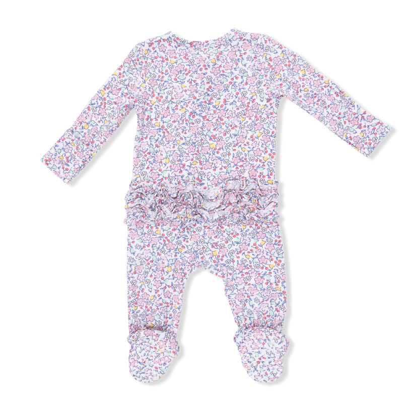 Elizabeth's Garden -2 Way Ruffle Back Zipper Footie & Swaddle Blanket Set