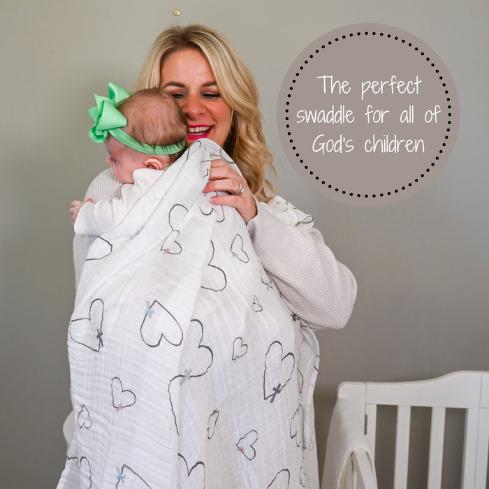 The Love of Christ Heart Baby Muslin Swaddle Blanket