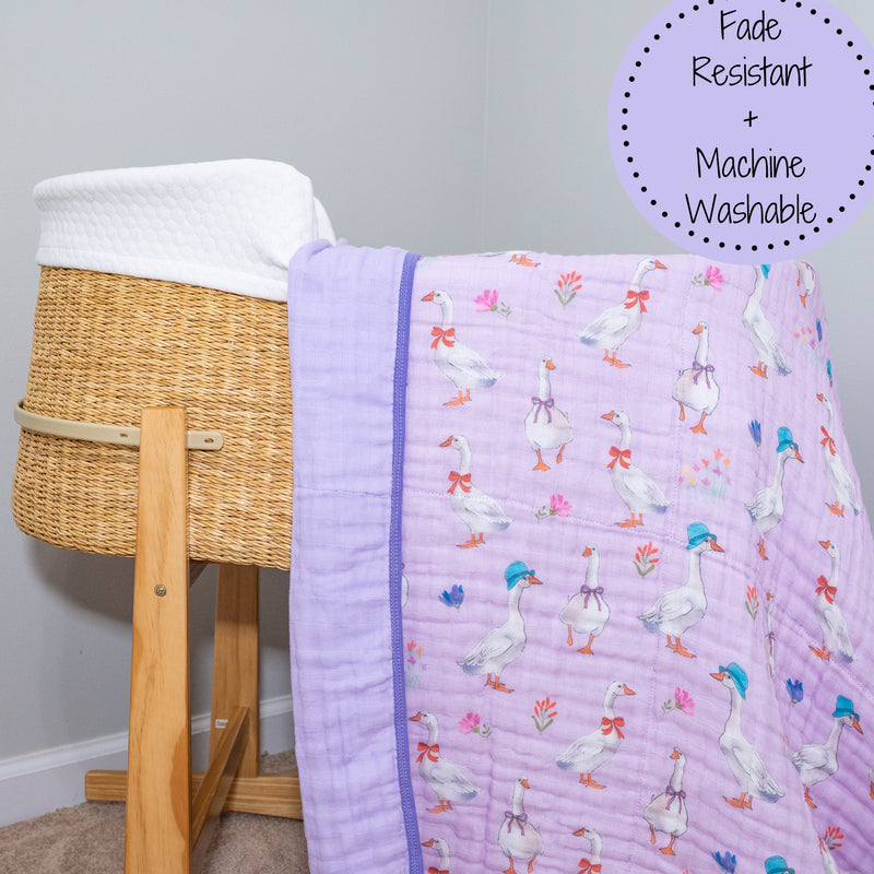 Goose Parade Muslin Baby Blanket