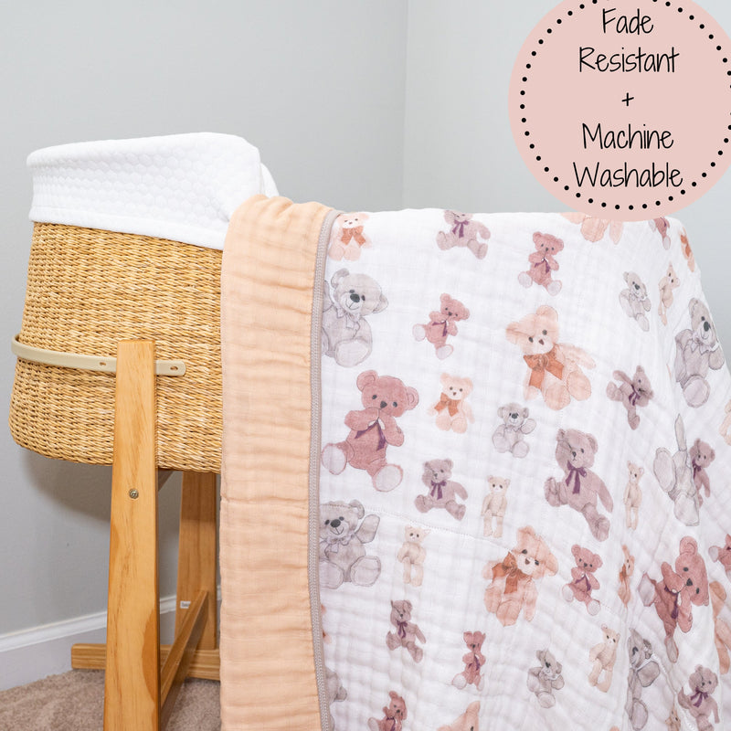 Bear Hugs Muslin Baby Blanket