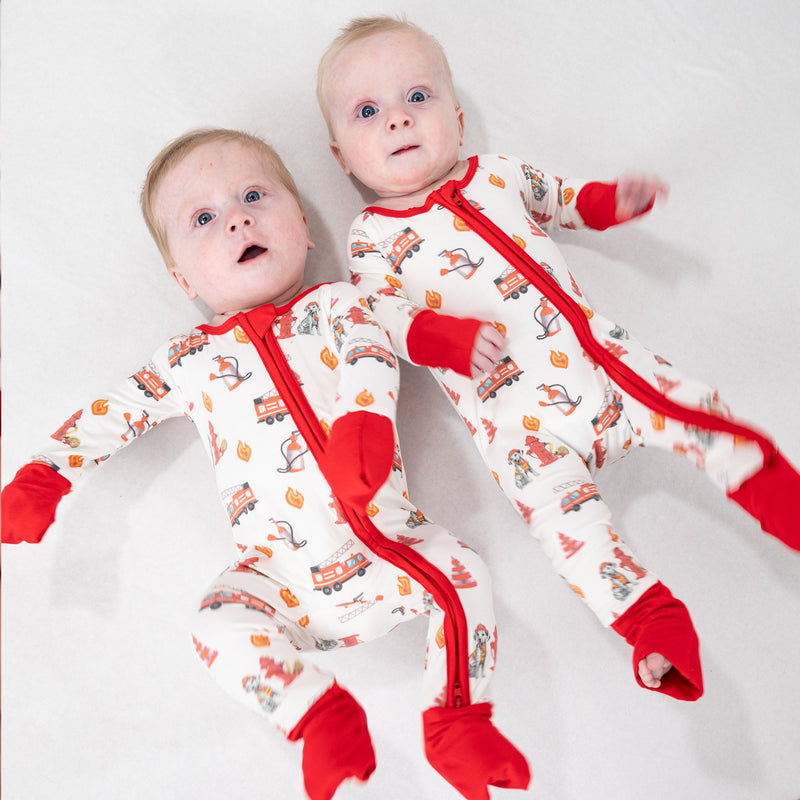 Firehouse Fido Baby Bamboo Pajamas, 2-Way Zipper Romper