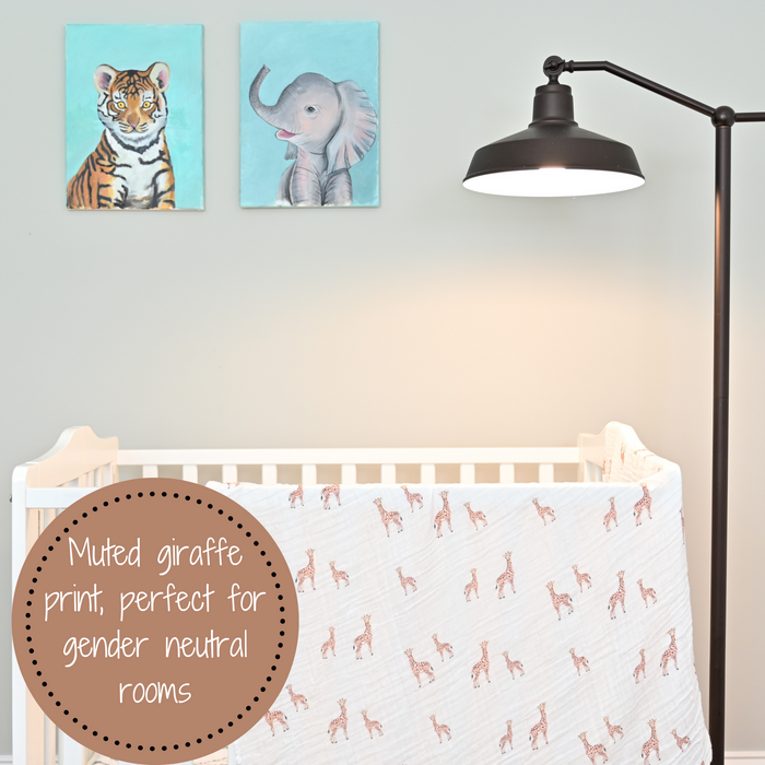 Baby Giraffe Swaddle Blankets: 47" x 47" 100% Muslin Cotton