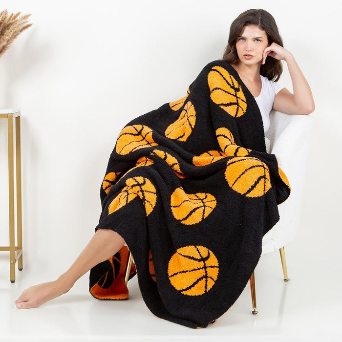 Basketball Print - Brushed Poly Microfiber Throw Blanket