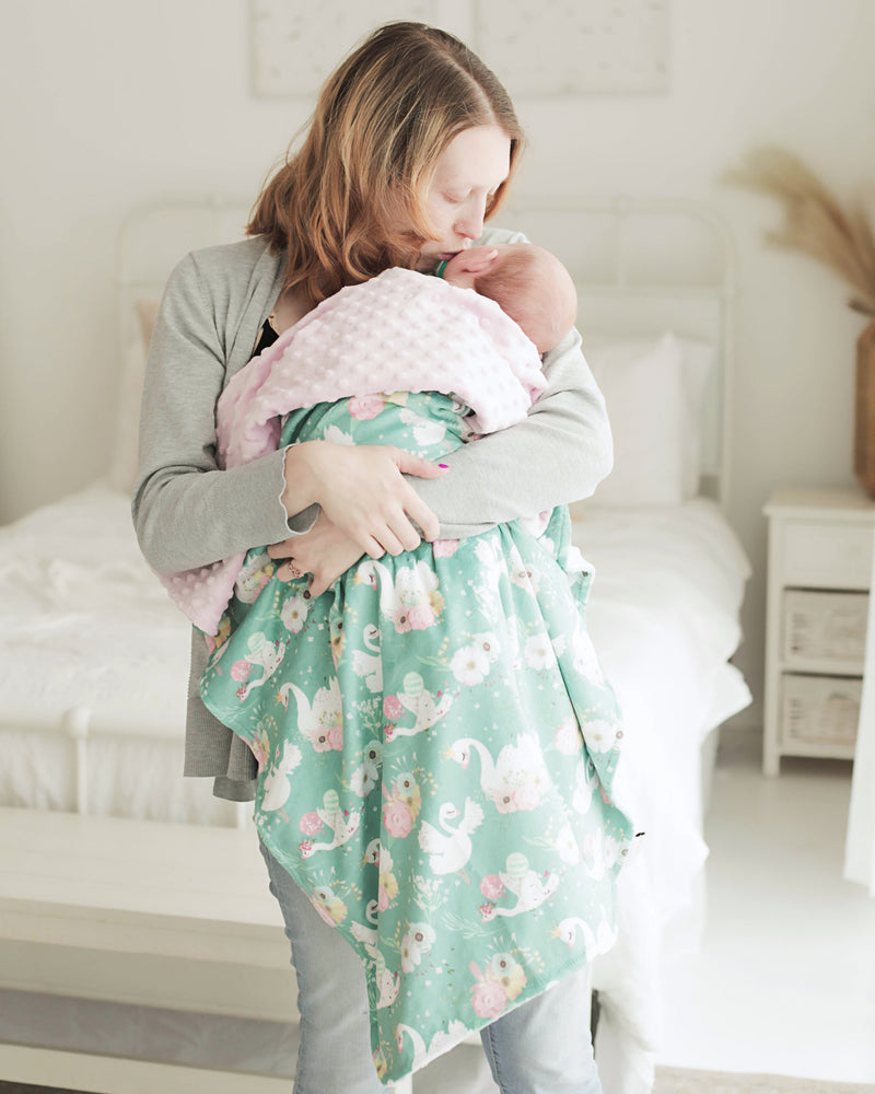 Swans Minky Baby Blanket