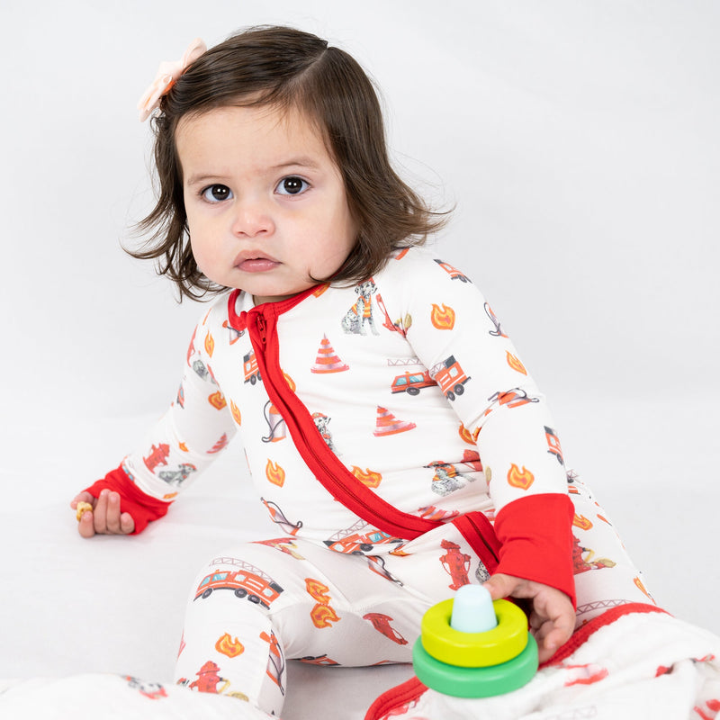 Firehouse Fido Baby Bamboo Pajamas, 2-Way Zipper Romper