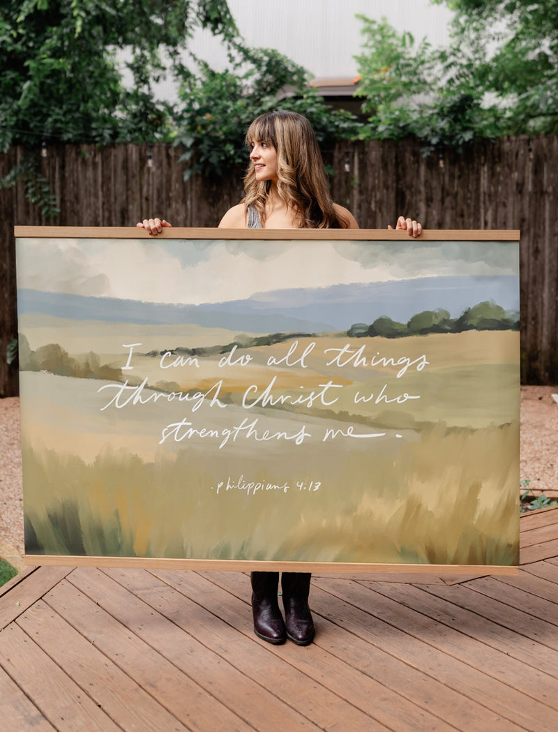 Large Canvas with Banner Wood: I can do all things through Christ