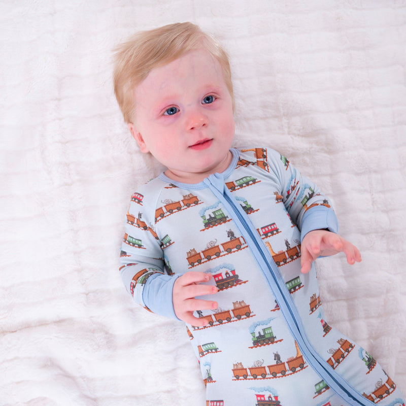 All aboard Baby Bamboo Pajamas, 2-Way Zipper Romper