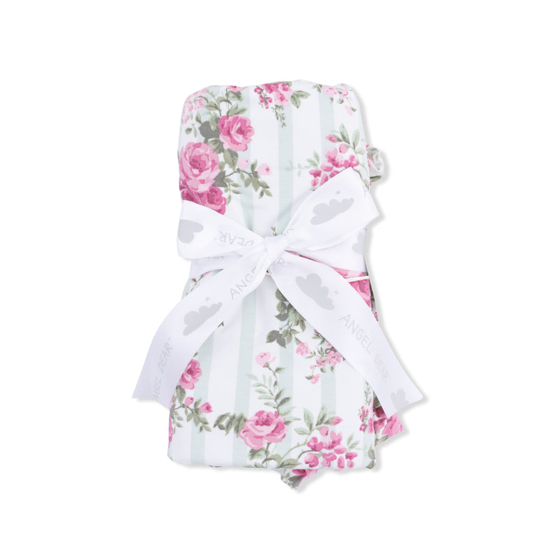 Cabbage Rose Stripe - Ruffle Blanket