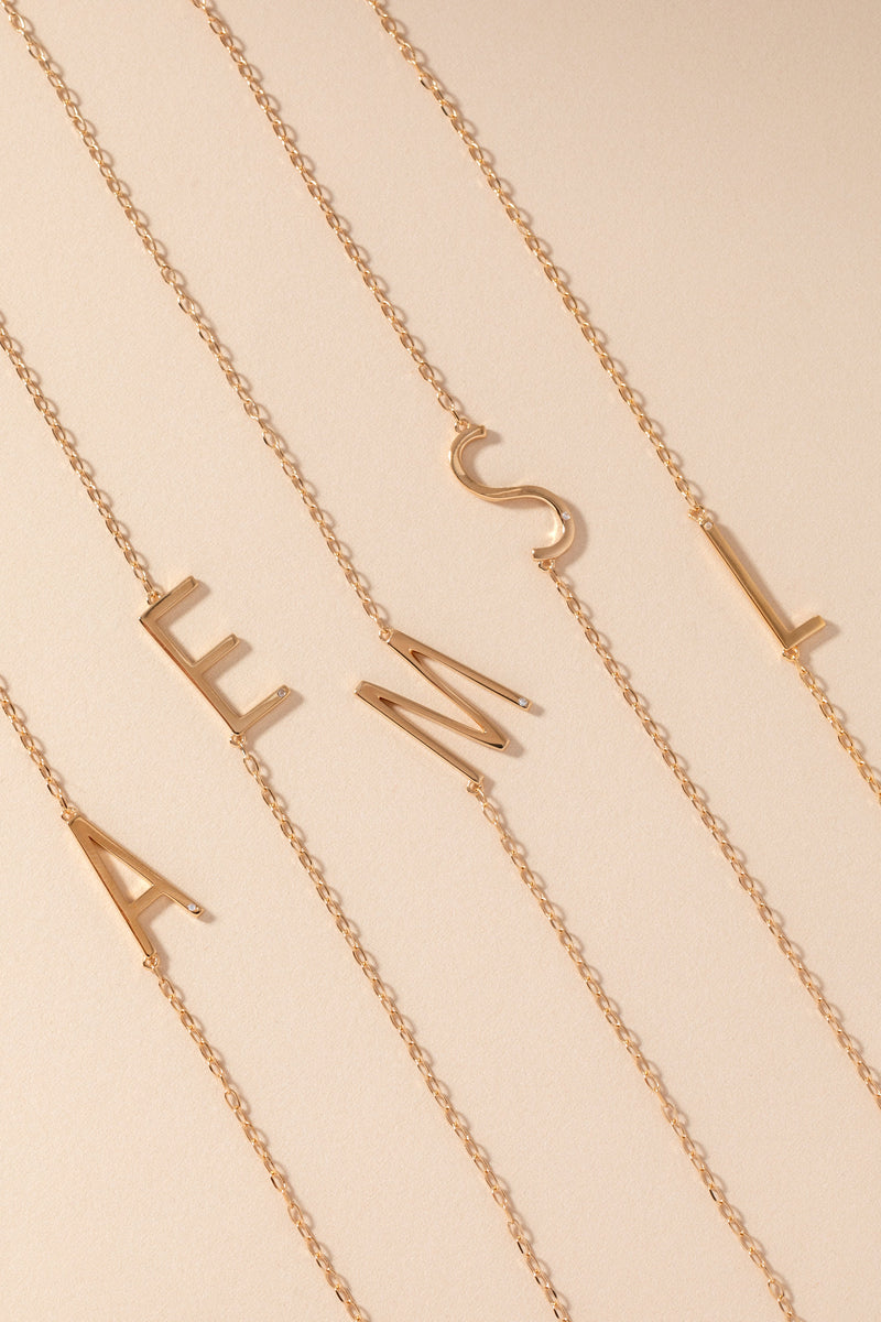 Initial E Precious Elongated Necklace