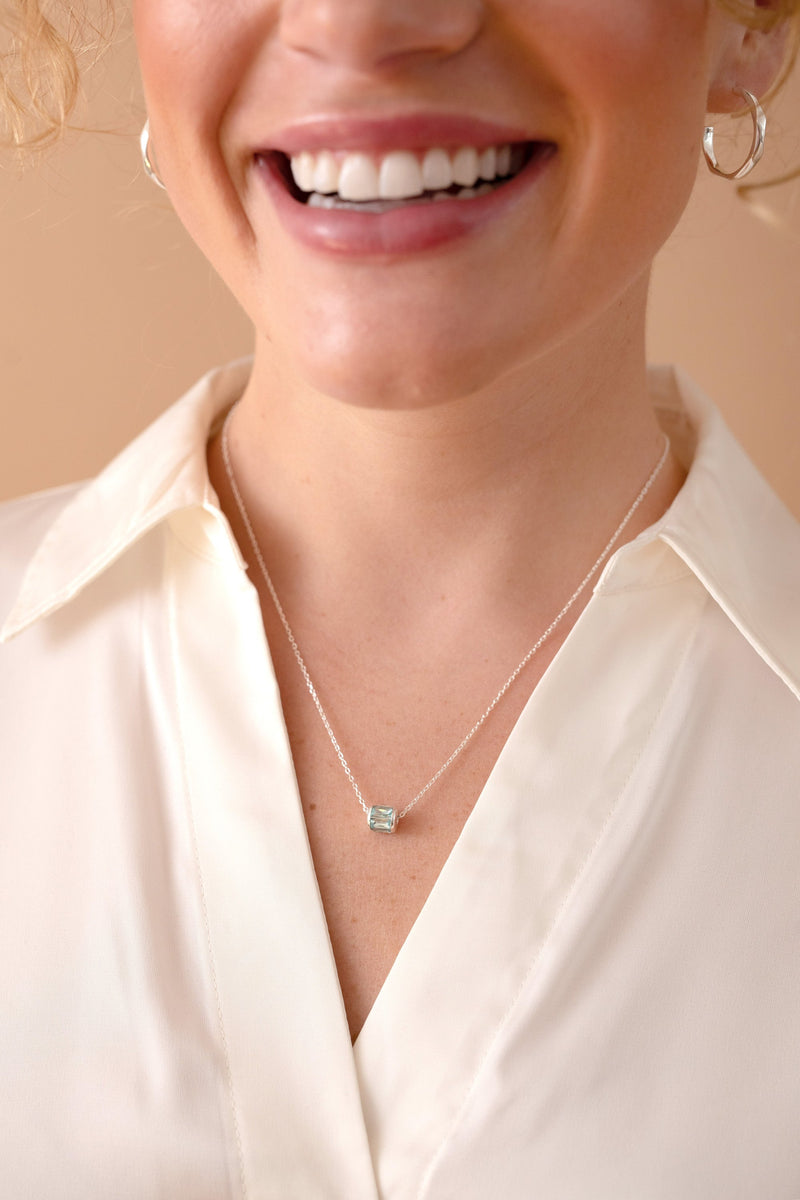March Birthstone Precious Pendant Necklace