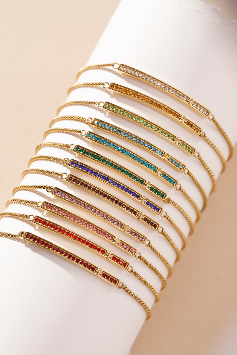 April Everyday Birthstone Pave Bolo Bracelet