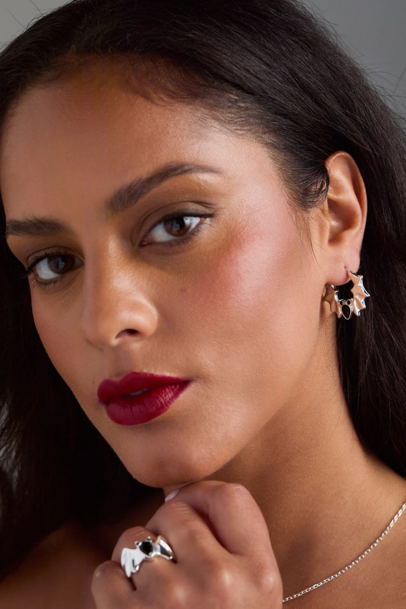 Crystal Bat Hoop Earrings