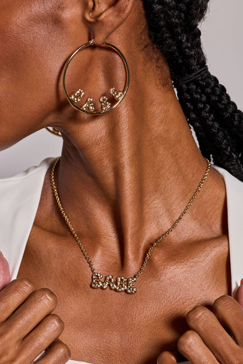'Babe' Bubble Crystal Hoop Earrings