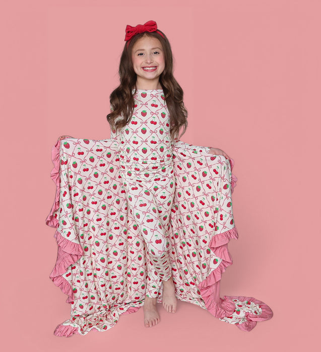 CHERRY BOW BERRY DREAM RUFFLE BLANKET