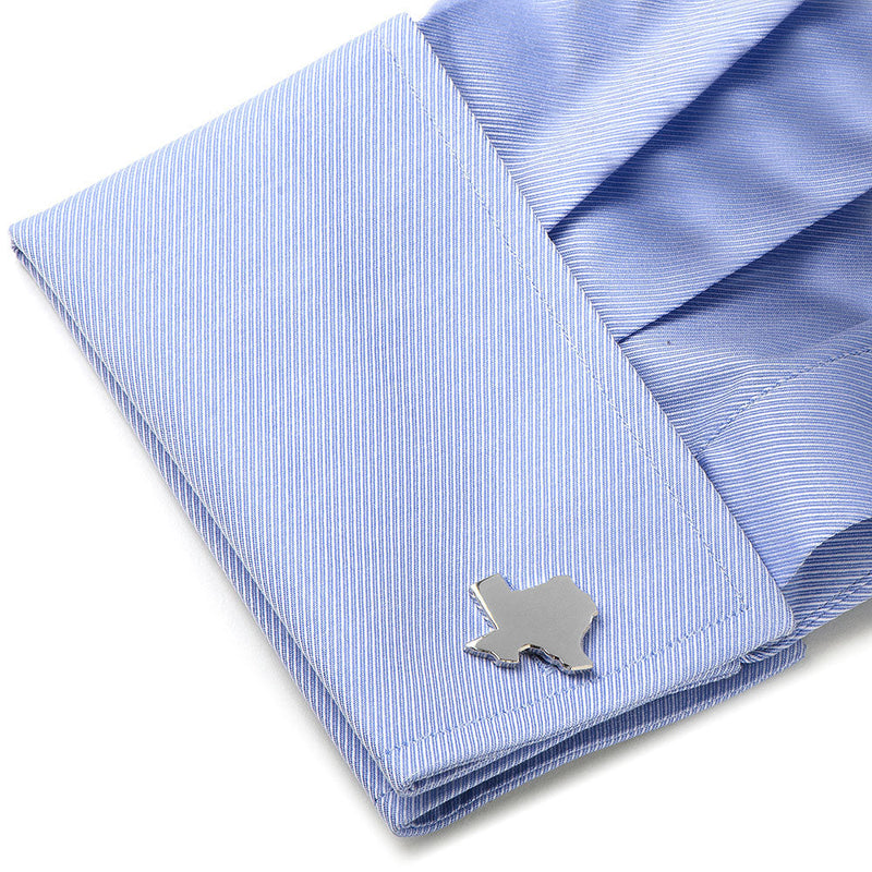 Silver Texas Cufflinks and Lapel Pin Gift Set