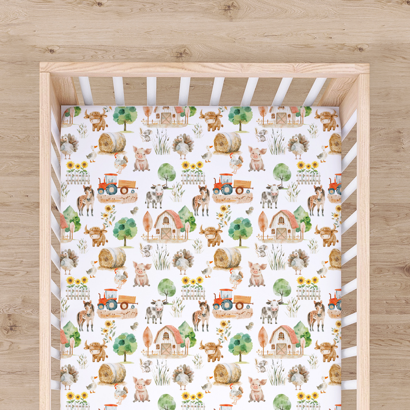 Fitted Crib Sheet - Farm Life