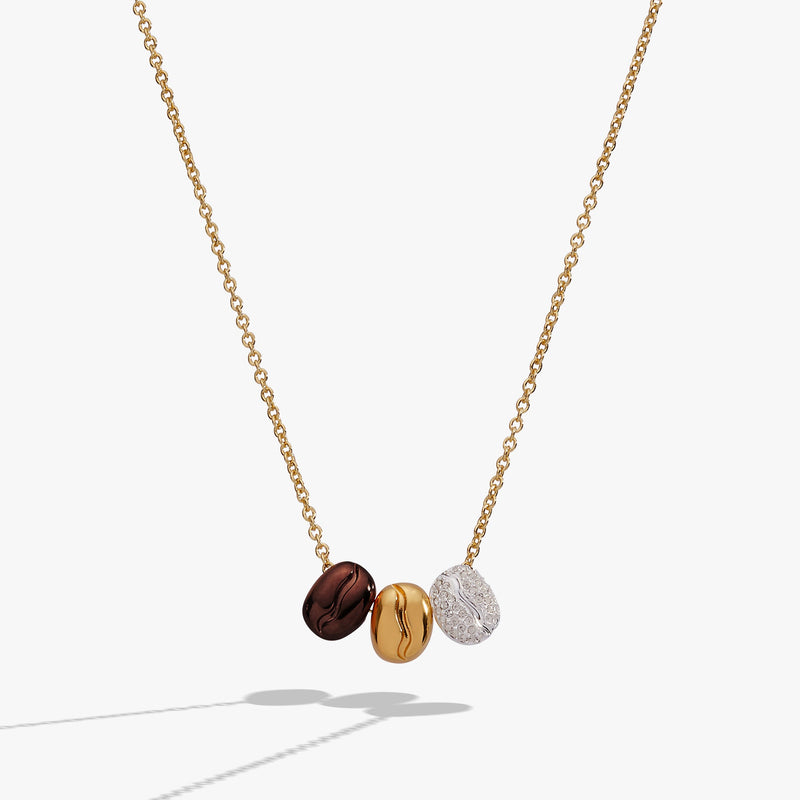 Coffee Bean 'Happiness, Wealth, Health' Engraved Pendant Necklace