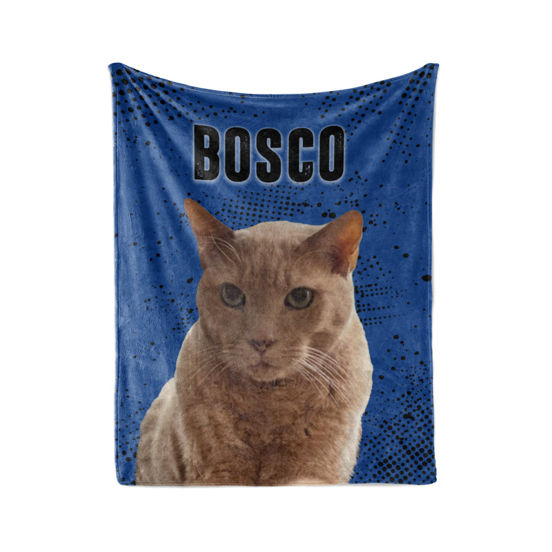 Pet Photo Headshot Blanket with Custom Name - Personalized Blanket