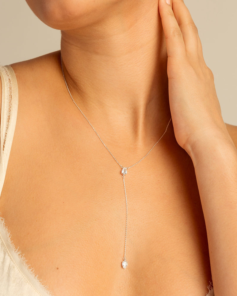 By My Side Pear Cut Lariat Necklace
