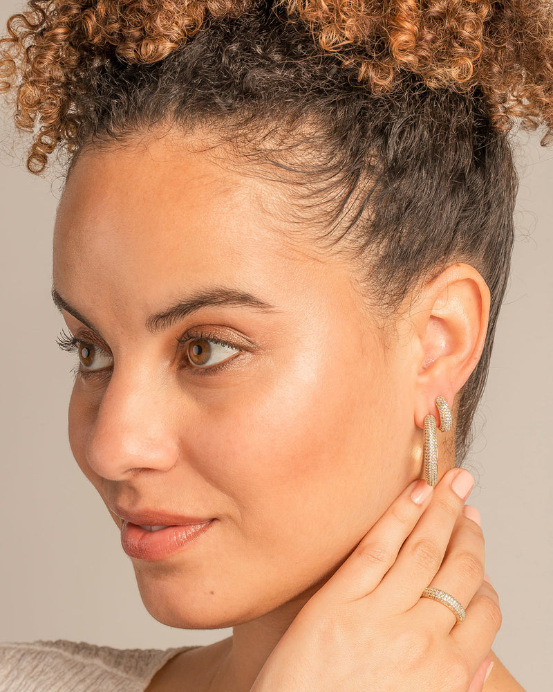 Unstoppable Pave Midi Hoop Earrings