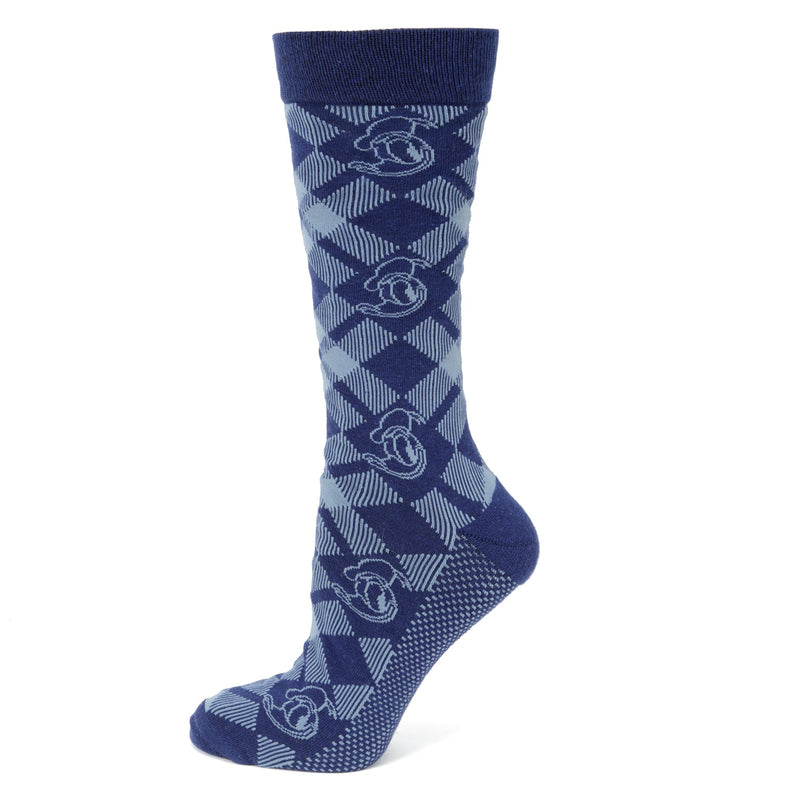 Disney Donald Duck Plaid Socks and Mickey Mouse Blue Lapel Pin Gift Set