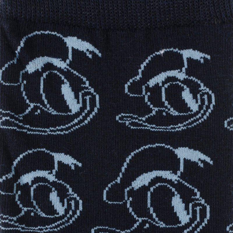Disney Donald Duck Patterned Blue Socks and Mickey Mouse Blue Lapel Pin Gift Set