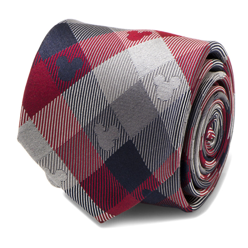 Disney Mickey Mouse Red and Blue Plaid Men's Tie