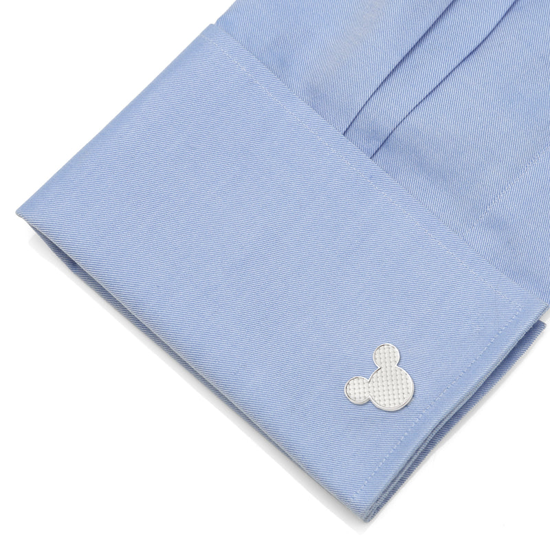 Disney Mickey Mouse Silhouette Basket Weave Cufflinks