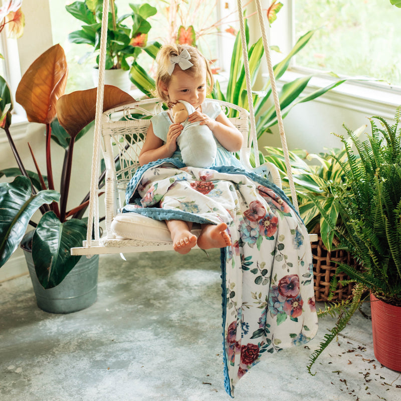 Minky Baby Blanket Blue Floral