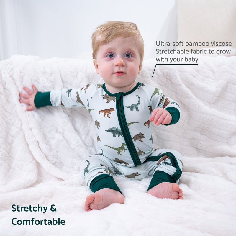 Have A T-rexcellent Day Baby Bamboo Pajamas, 2-Way Zipper Romper