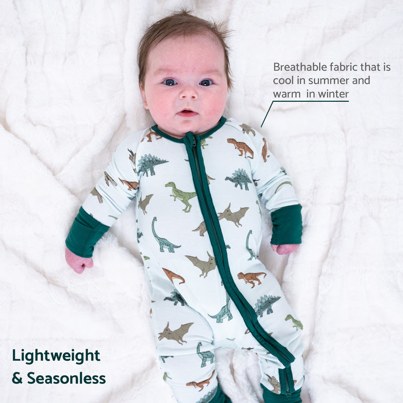 Have A T-rexcellent Day Baby Bamboo Pajamas, 2-Way Zipper Romper