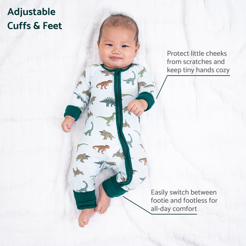 Have A T-rexcellent Day Baby Bamboo Pajamas, 2-Way Zipper Romper