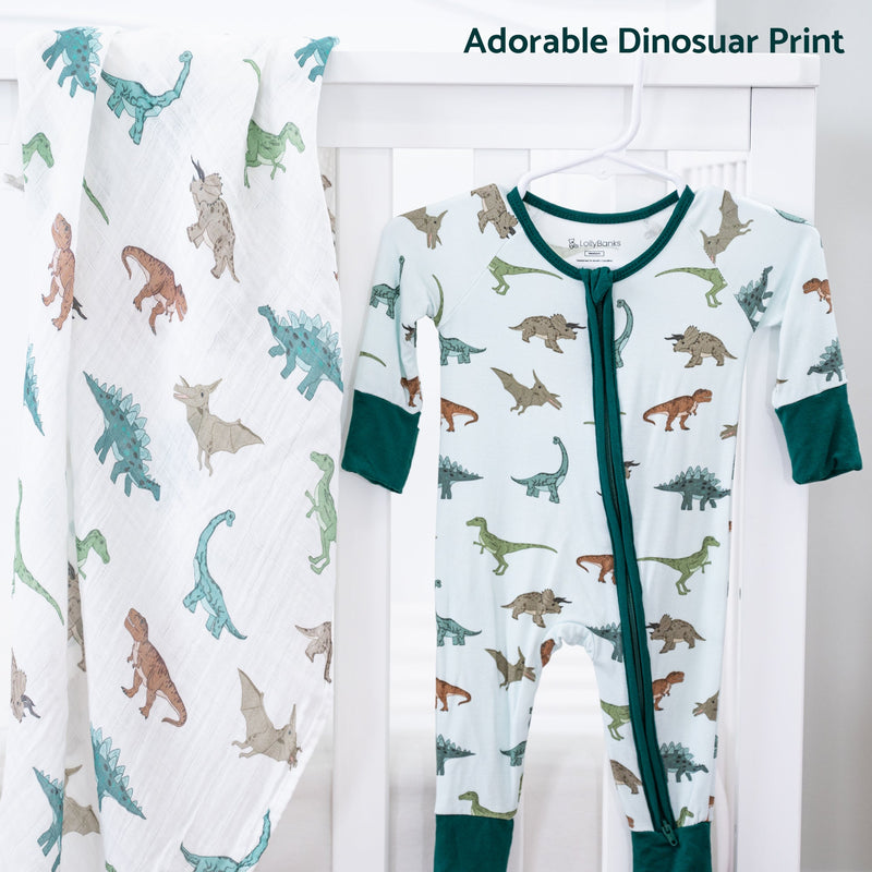 Have A T-rexcellent Day Baby Bamboo Pajamas, 2-Way Zipper Romper