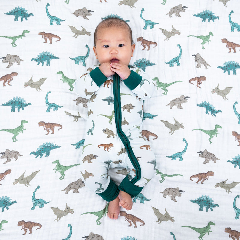 Have A T-rexcellent Day Baby Bamboo Pajamas, 2-Way Zipper Romper
