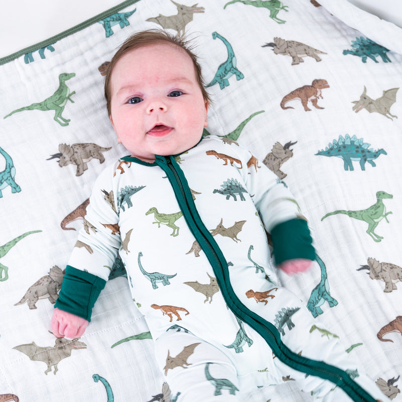 Have A T-rexcellent Day Baby Bamboo Pajamas, 2-Way Zipper Romper