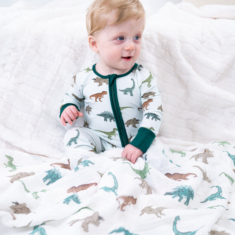 Have A T-rexcellent Day Baby Bamboo Pajamas, 2-Way Zipper Romper