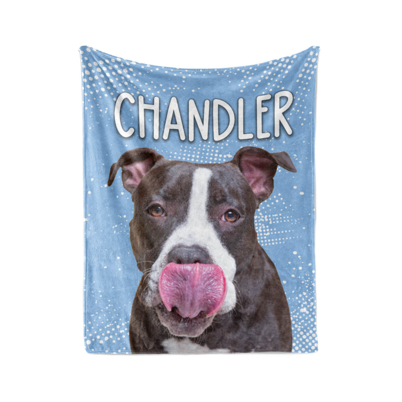 Pet Photo Headshot Blanket with Custom Name - Personalized Blanket