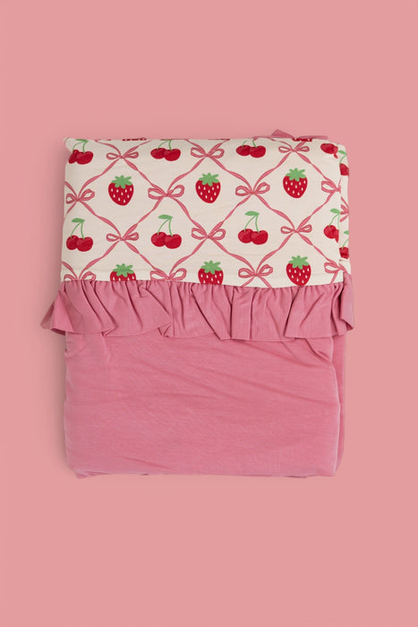 CHERRY BOW BERRY DREAM RUFFLE BLANKET