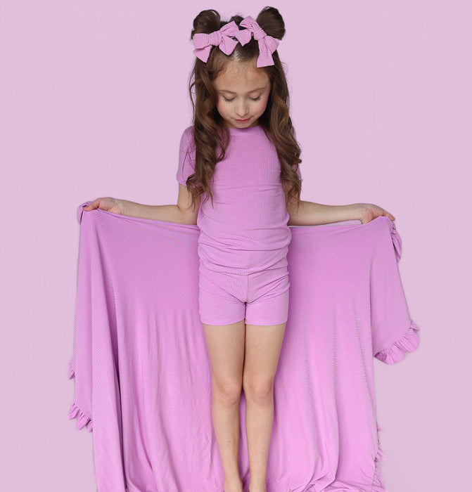 FOREVER LILAC RIB DREAM RUFFLE BLANKET