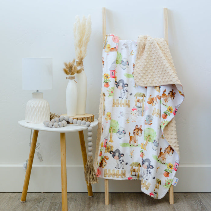 Baby & Toddler Minky Blanket - Farm Animals