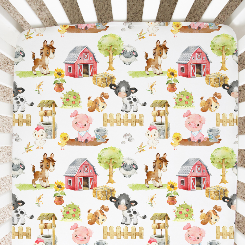 Farm Animals Fitted Crib Sheet