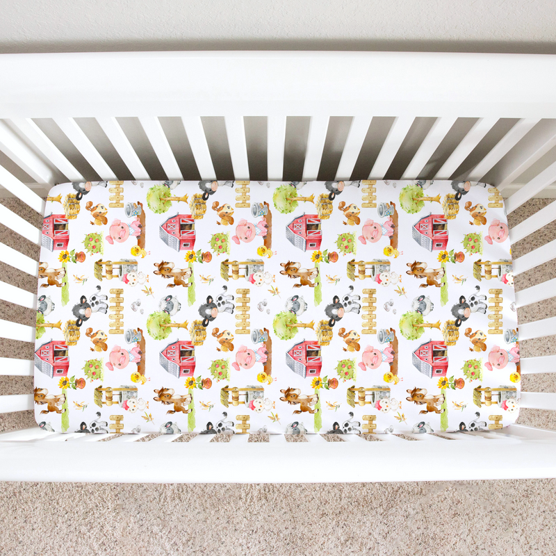 Farm Animals Fitted Crib Sheet