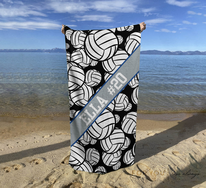 Volleyballs with Custom Name on Stripe - Personalized Towels