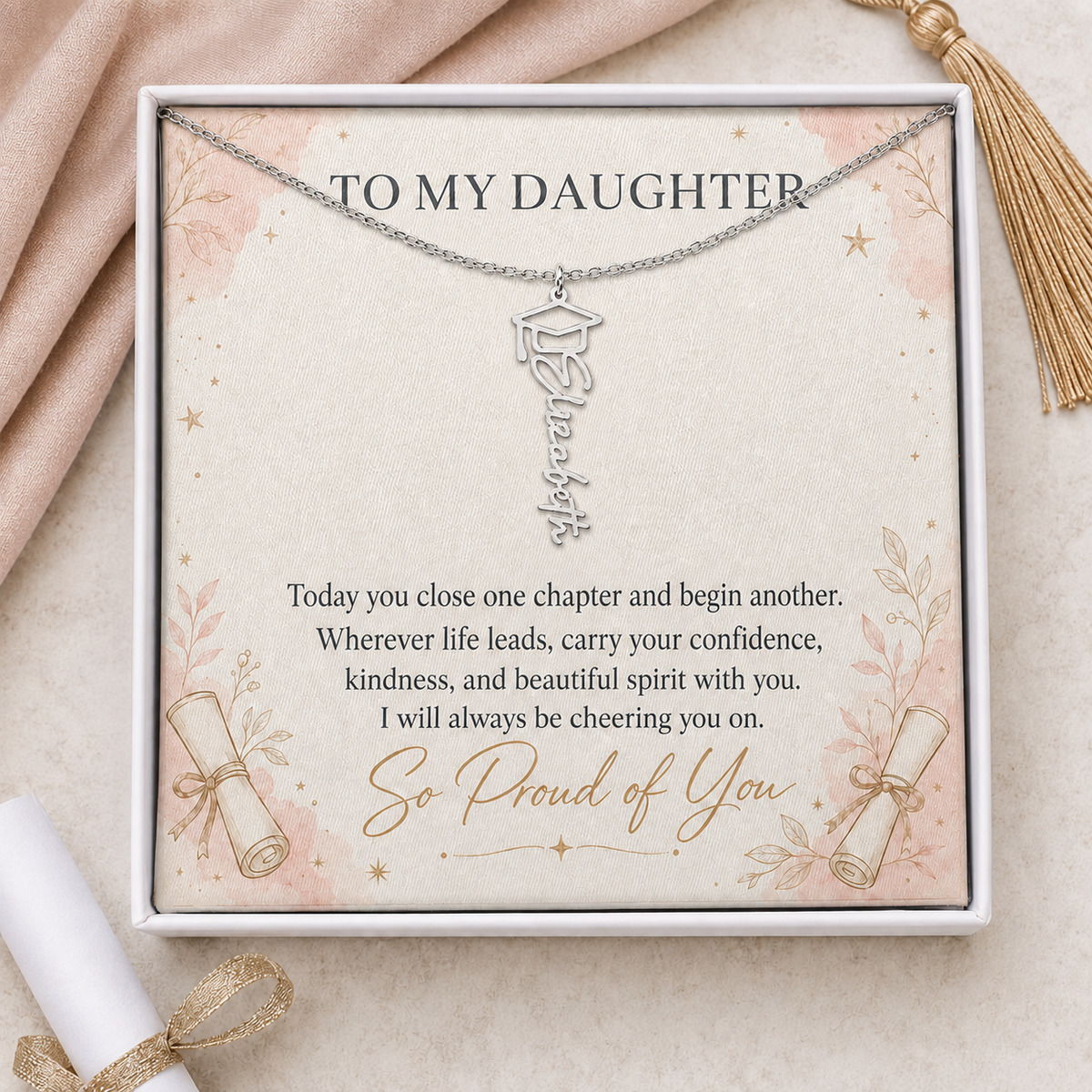 Personalized Senior Year Name Necklace | Daughter Gift Message