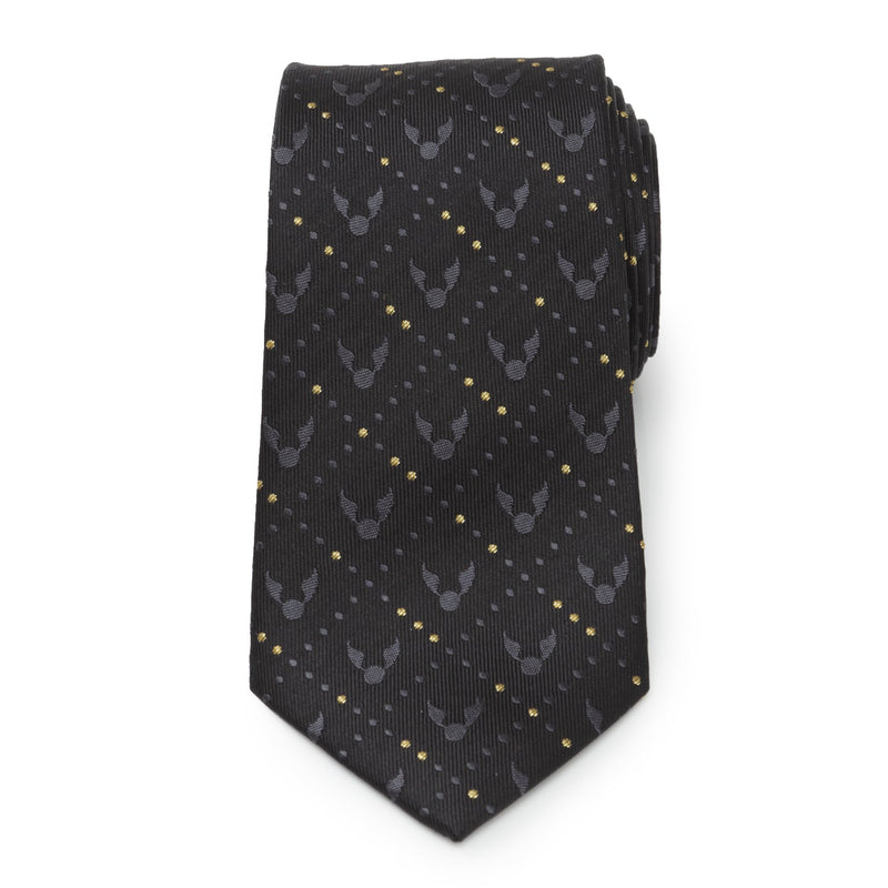 Harry Potter Golden Snitch Black Silk Men's Tie