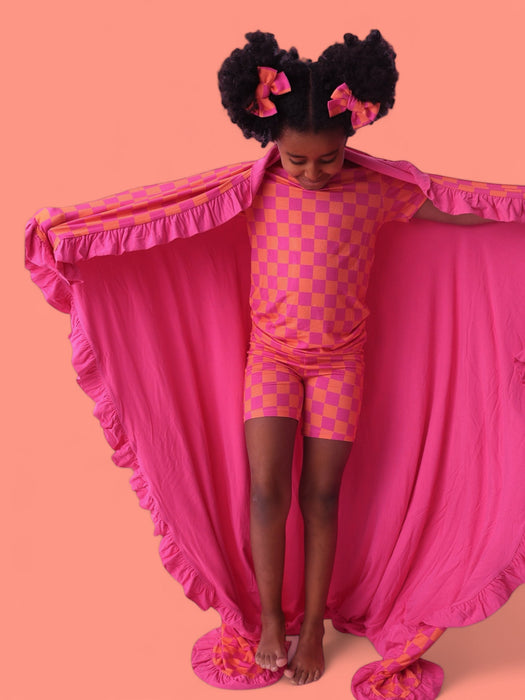NEON DREAMS CHECKERS DREAM RUFFLE BLANKET