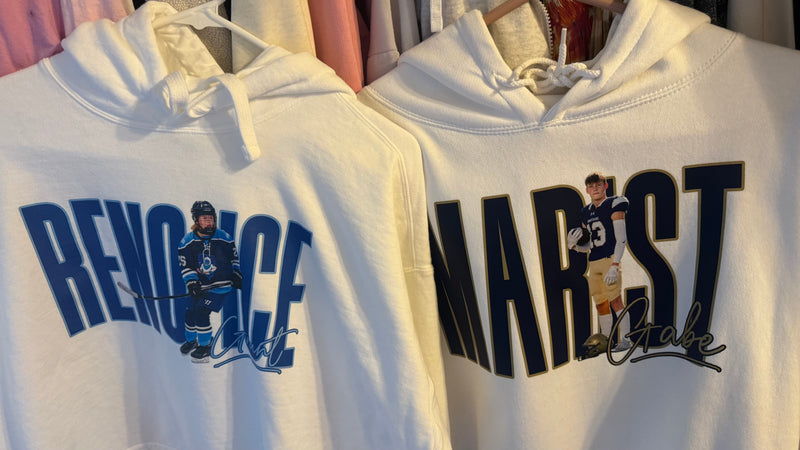 Personalized Athlete Team Hoodie, Crewneck, Long Sleeve or Tee – Custom Image with Player Photo, Team Name & Colors