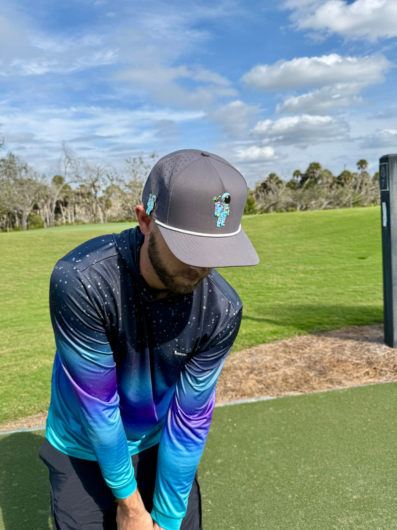 Youth Astronaut Walker Golf Hat | Snapback Cap | Built-in Magnetic Ball Marker Holder + Marker Included | Adjustable Gray | Kids