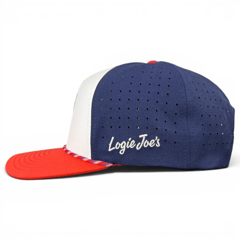 Freedom Flight Golf Hat | Snapback Cap | Built-in Magnetic Ball Marker Holder + Marker Included | Adjustable USA Eagle Red White Blue