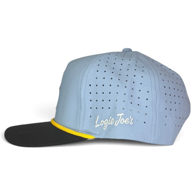 Fore the Boys Golf Hat | Snapback Cap | Built-in Magnetic Ball Marker Holder + Marker Included | Adjustable Blonde Light Blue